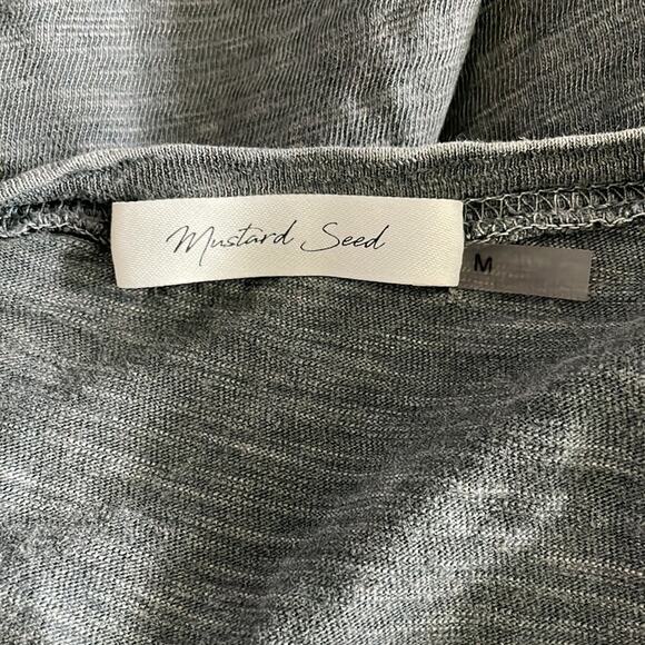 Mustard Seed deep V charcoal gray neck flutter short sleeve tee - Picture 3 of 5